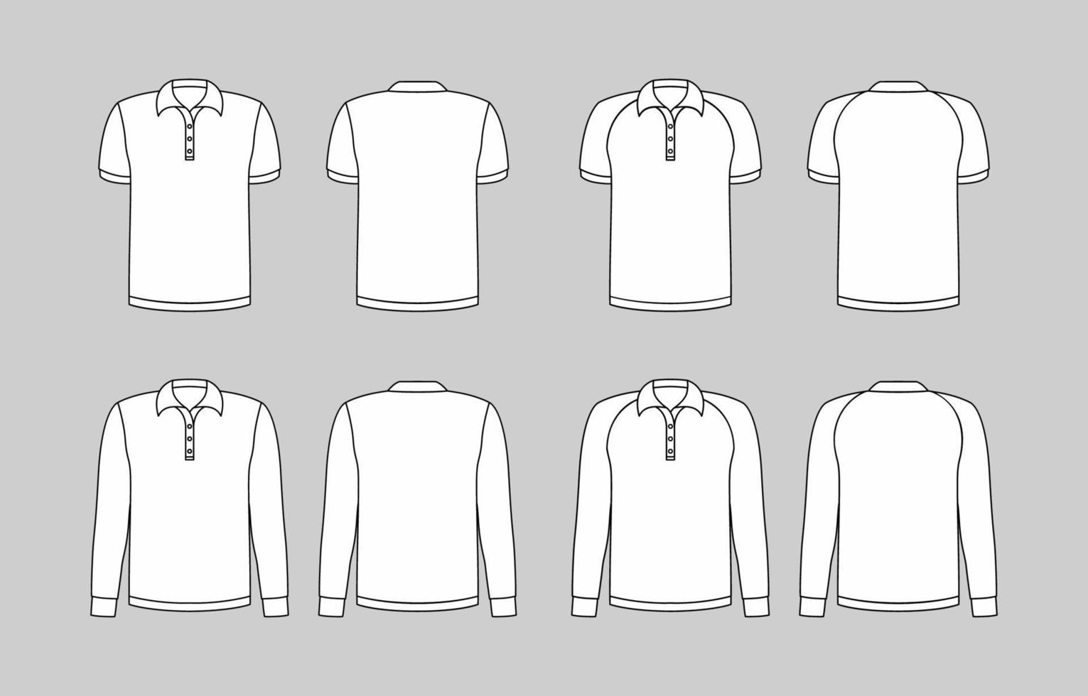 Outline White Polo Template Mock Up vector