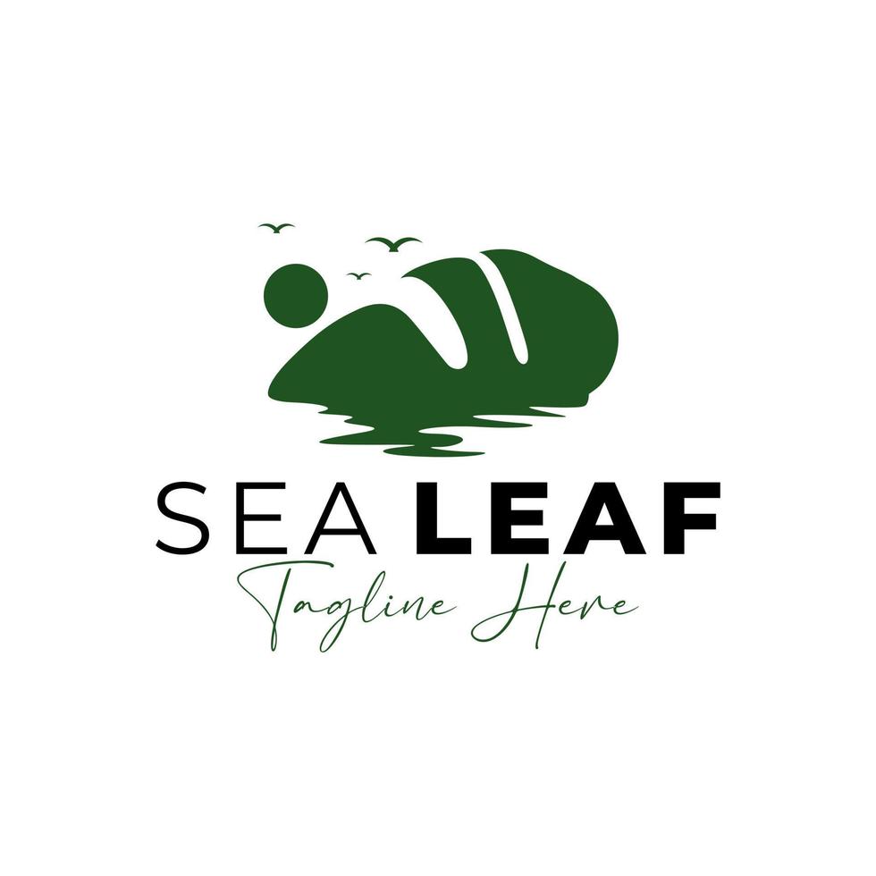 sea leaf illustration logo design vector
