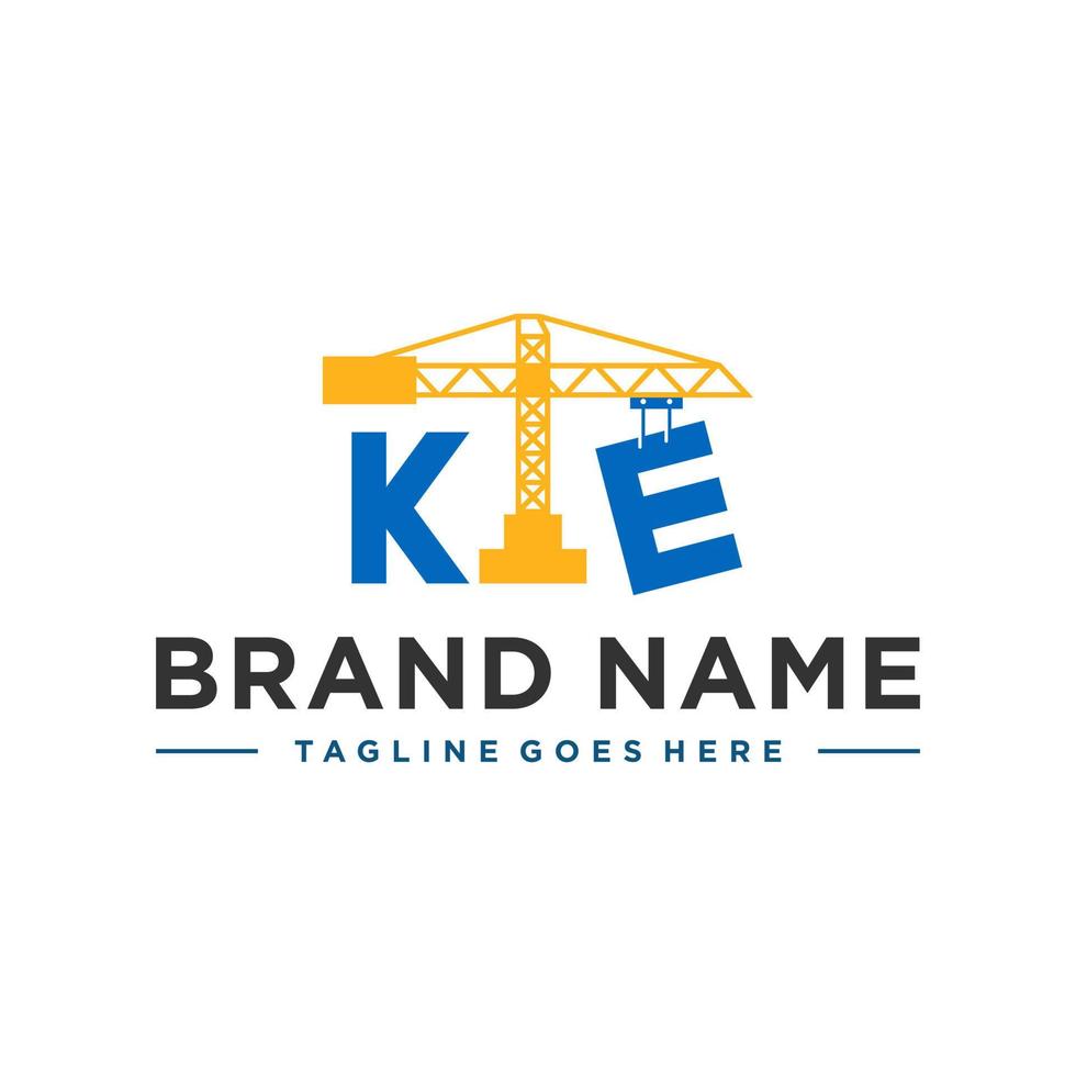 construction crane logo with letter KT vector