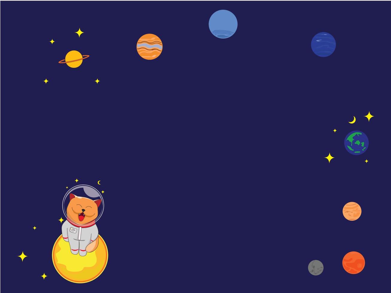 Planet and cat vector