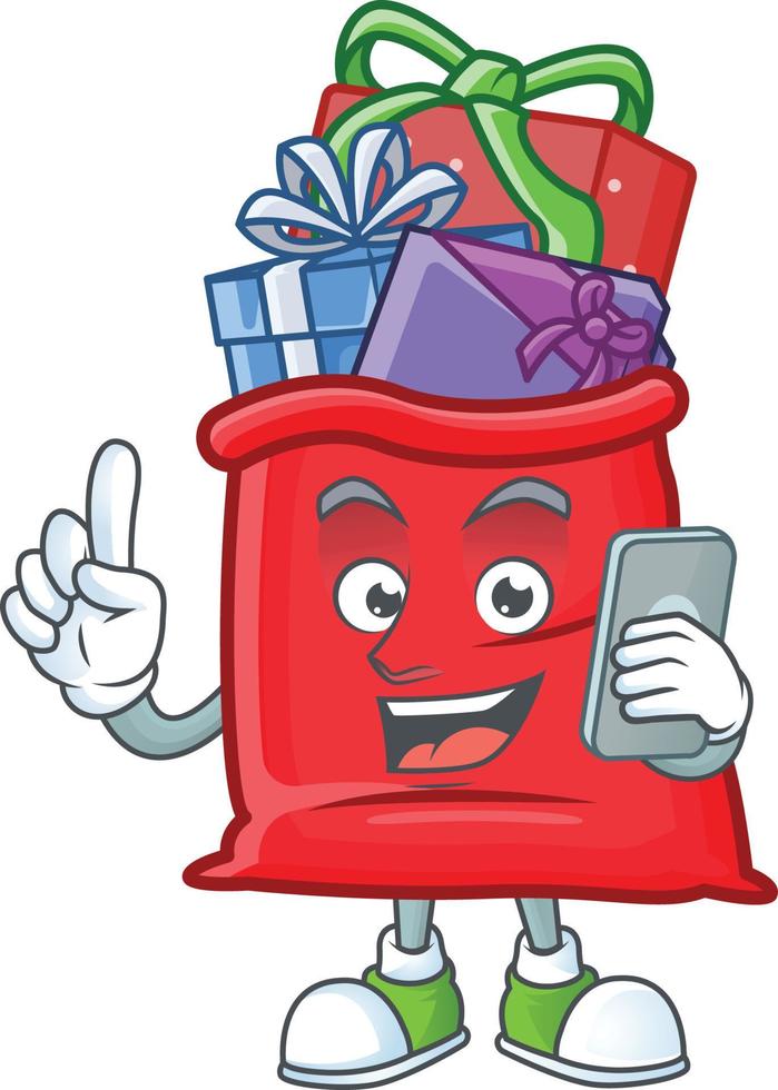 Santa bag full of gift cartoon vector