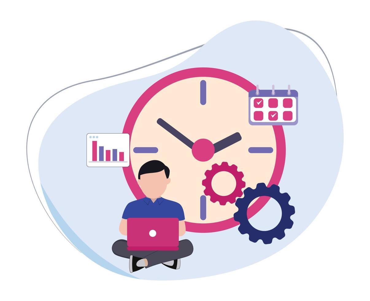 busy employees with busy scheludes. finish work targets on time. man busy work schedule vector