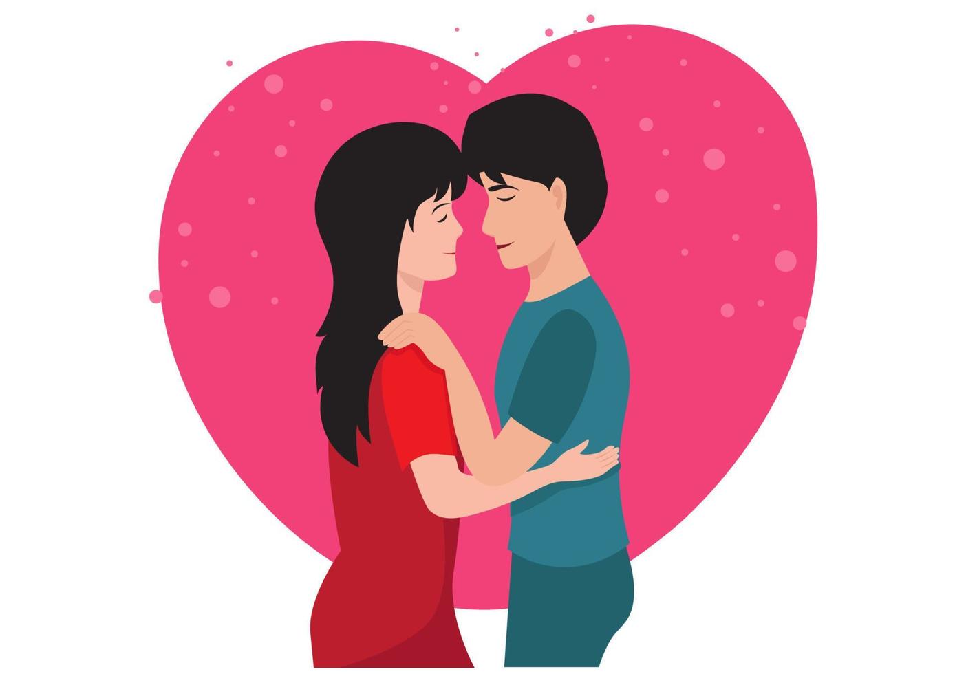 un hombre y una mujer que se aman se muestran amor el uno al otro. Ilustración de vector de carácter de pareja.