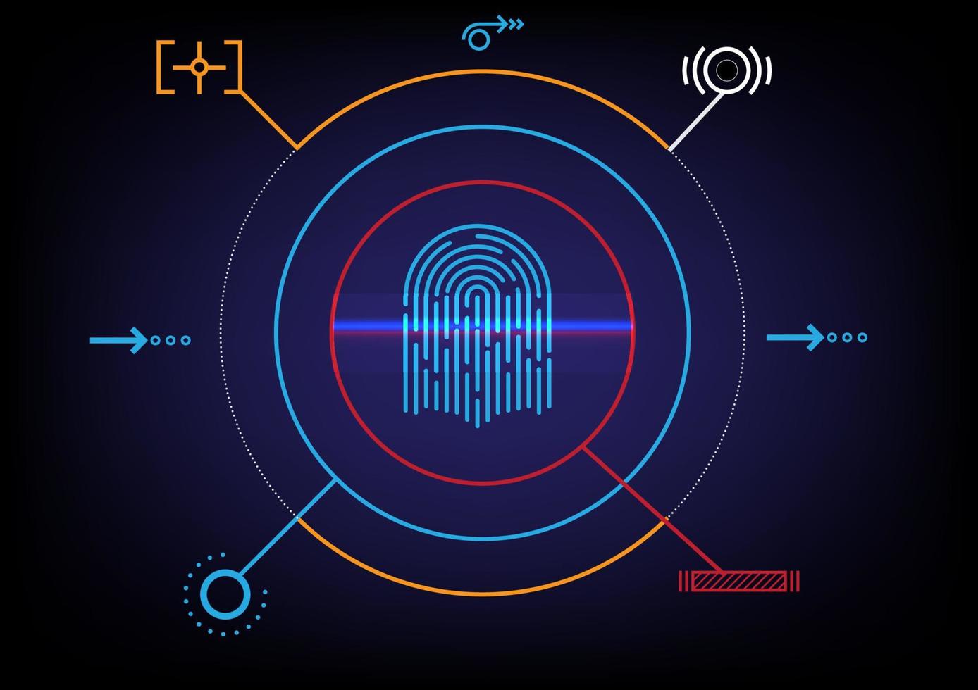 escaneo de huellas dactilares con tecnología de inspección de alta tecnología vector de fondo futuro abstracto