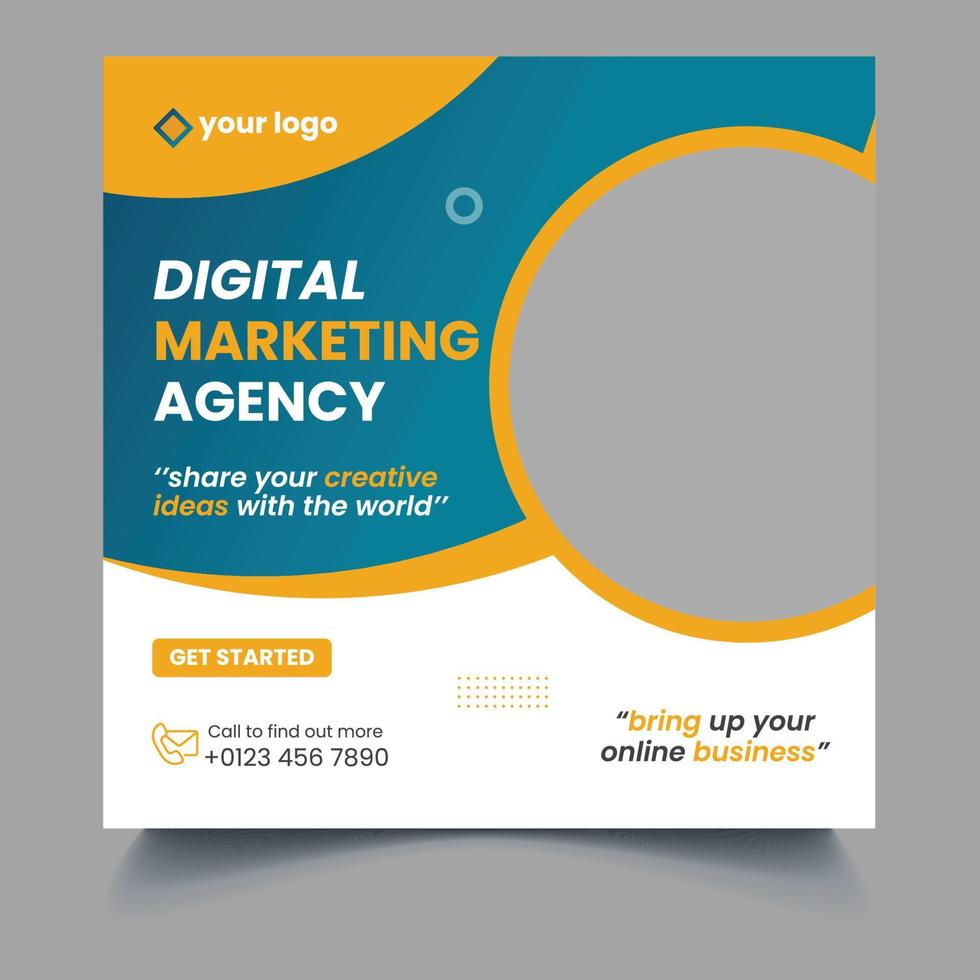 Digital business marketing social media post template Free Vector