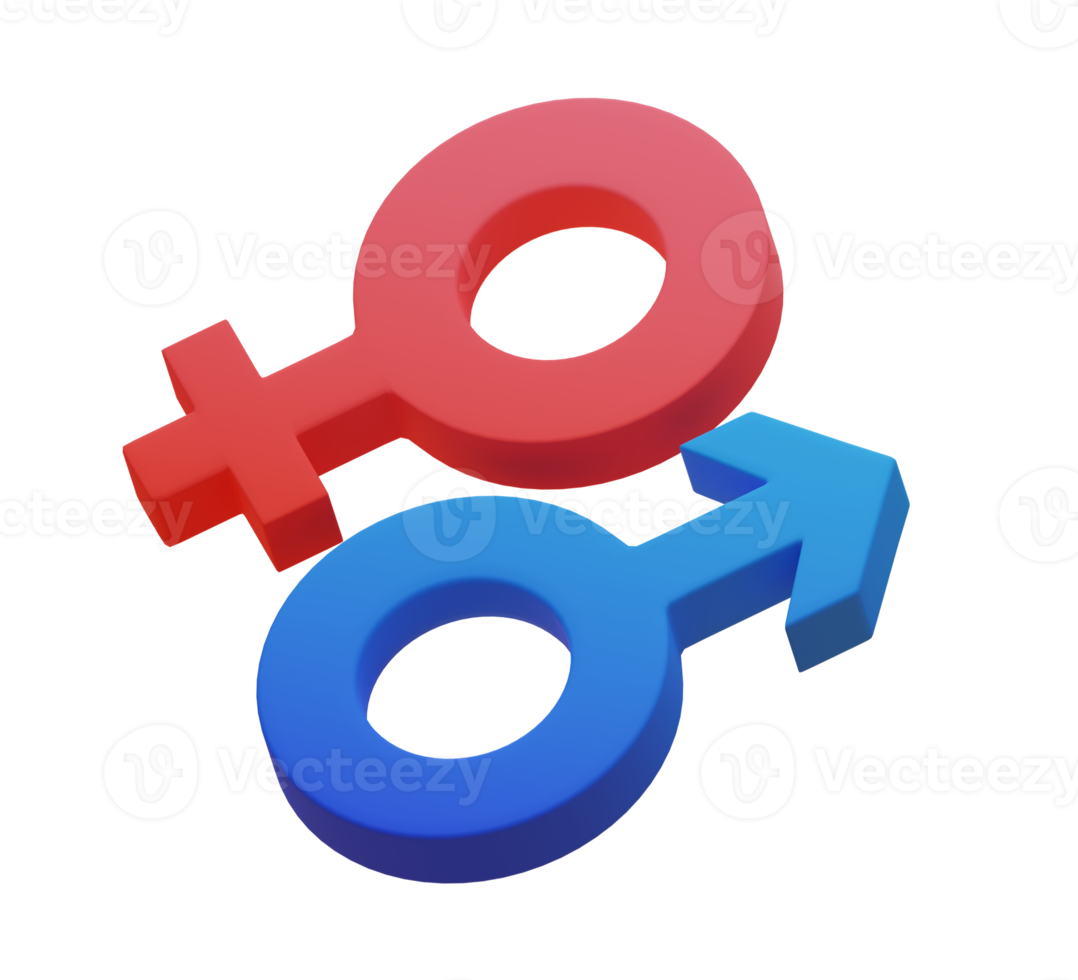 3D rendering. Gender symbol. Man and woman sign. png