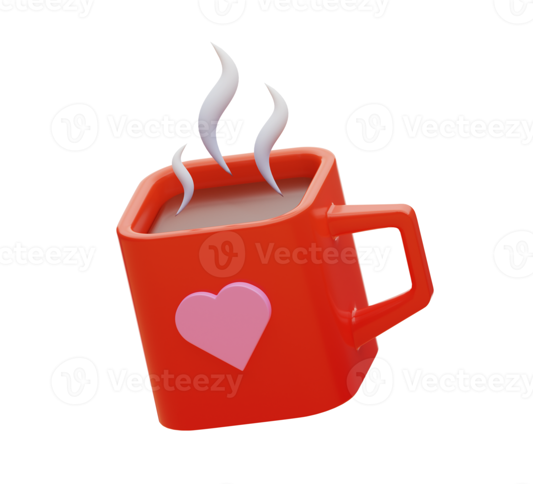 representación 3d taza de amor png