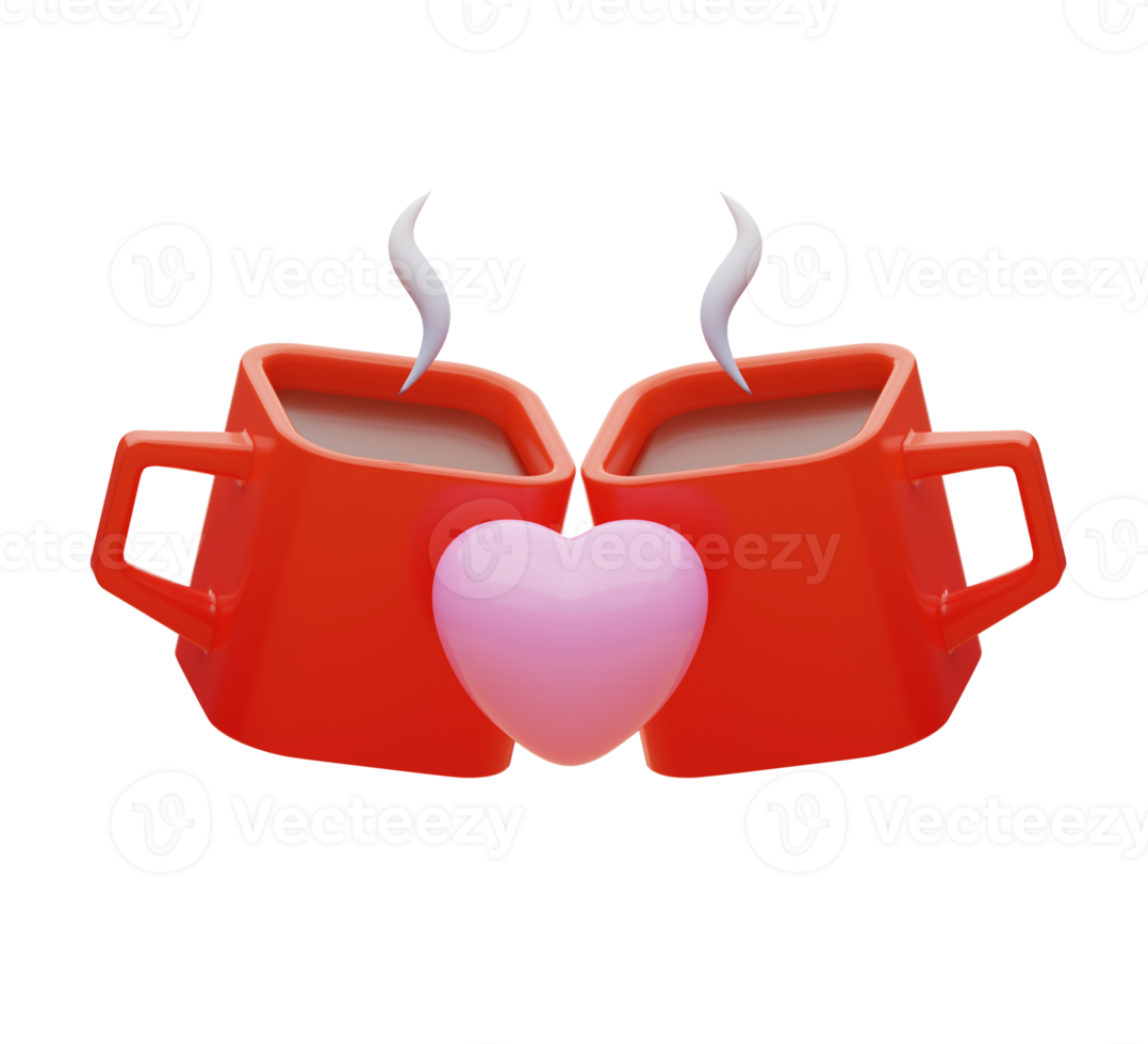 3D rendering. Couple love cup. png