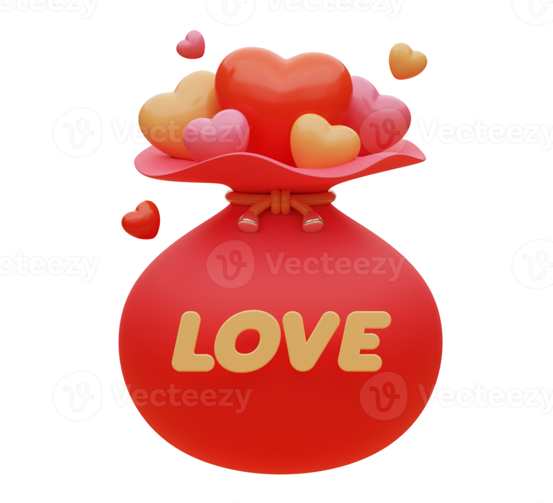 3D rendering. Love bag. Valentine's day. png