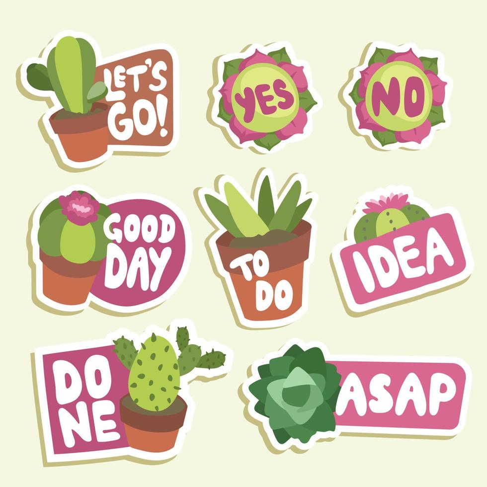 Cactus Succulents Journal Stickers vector