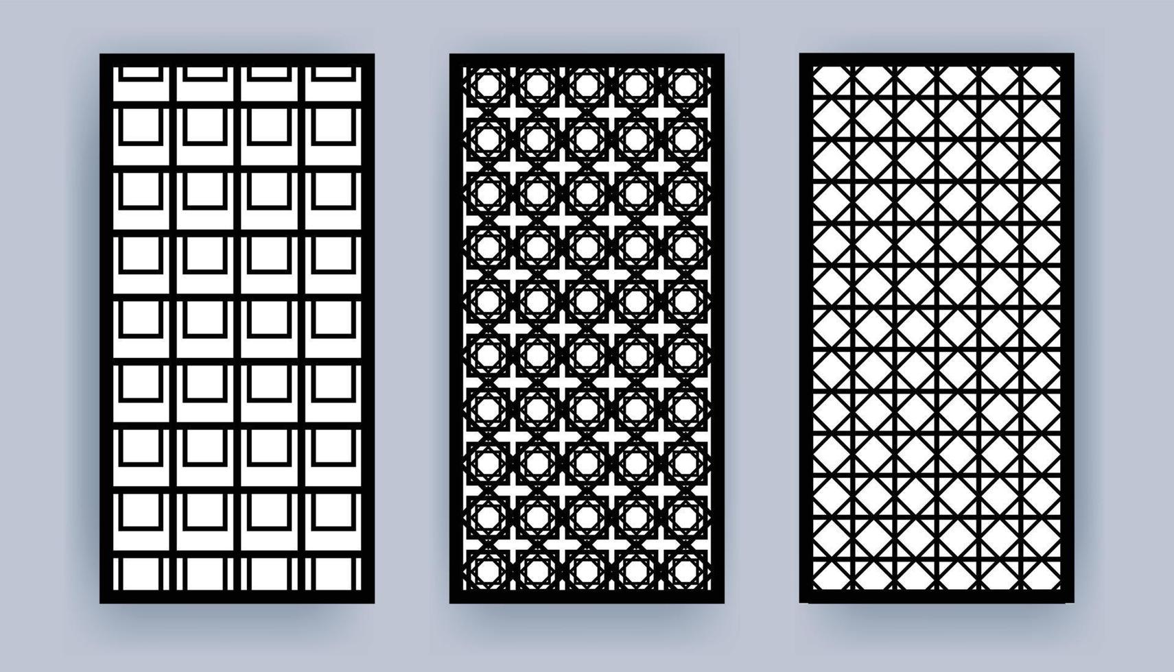 panel de plantilla de corte láser, diseño cnc de forma de rectángulo de patrón geométrico troquelado vector