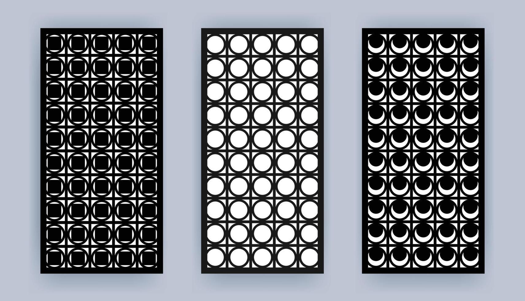 Laser cut panel. Abstract geometric pattern with lines, rhombuses, squares. Elegant decorative template, CNC design vector