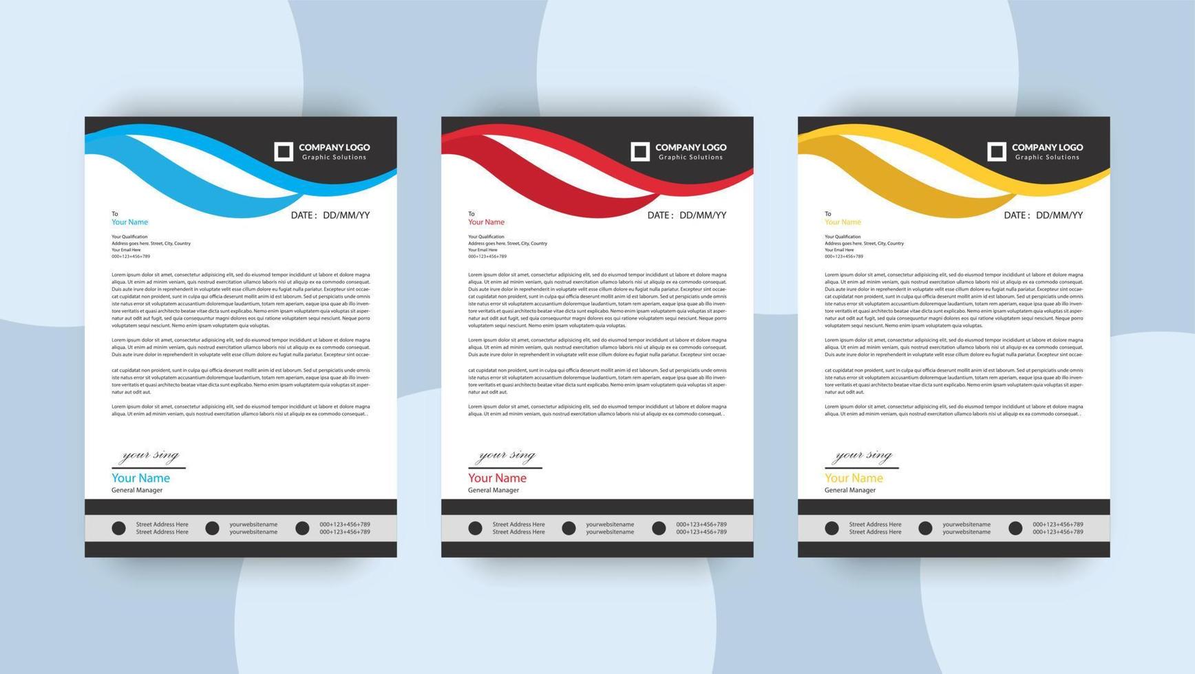 corporate business letterhead design template, vector