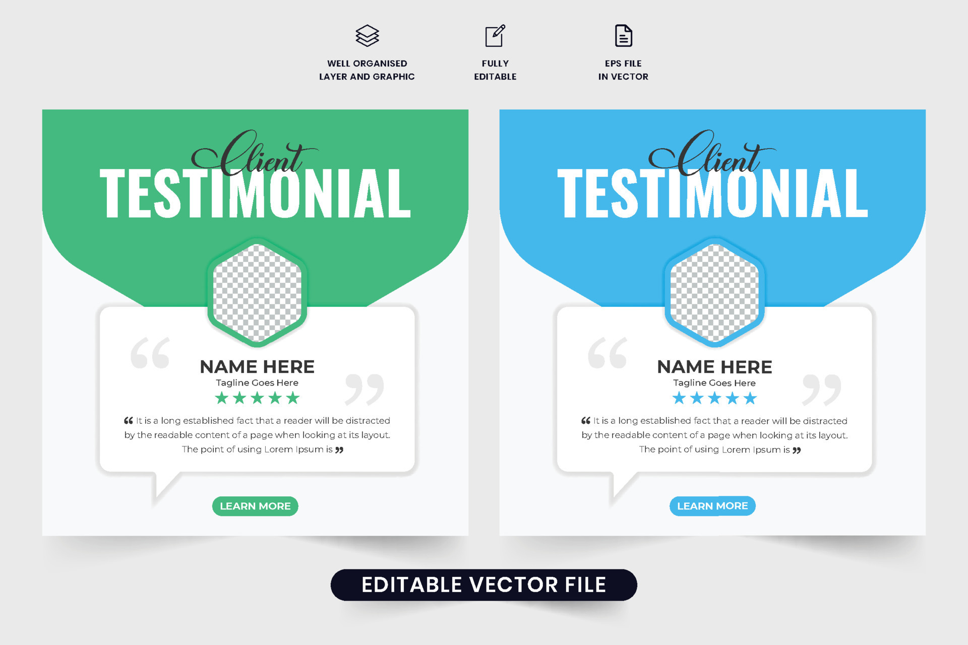 Client testimonial and service review template design for social media Client testimonial and service review template design for social media