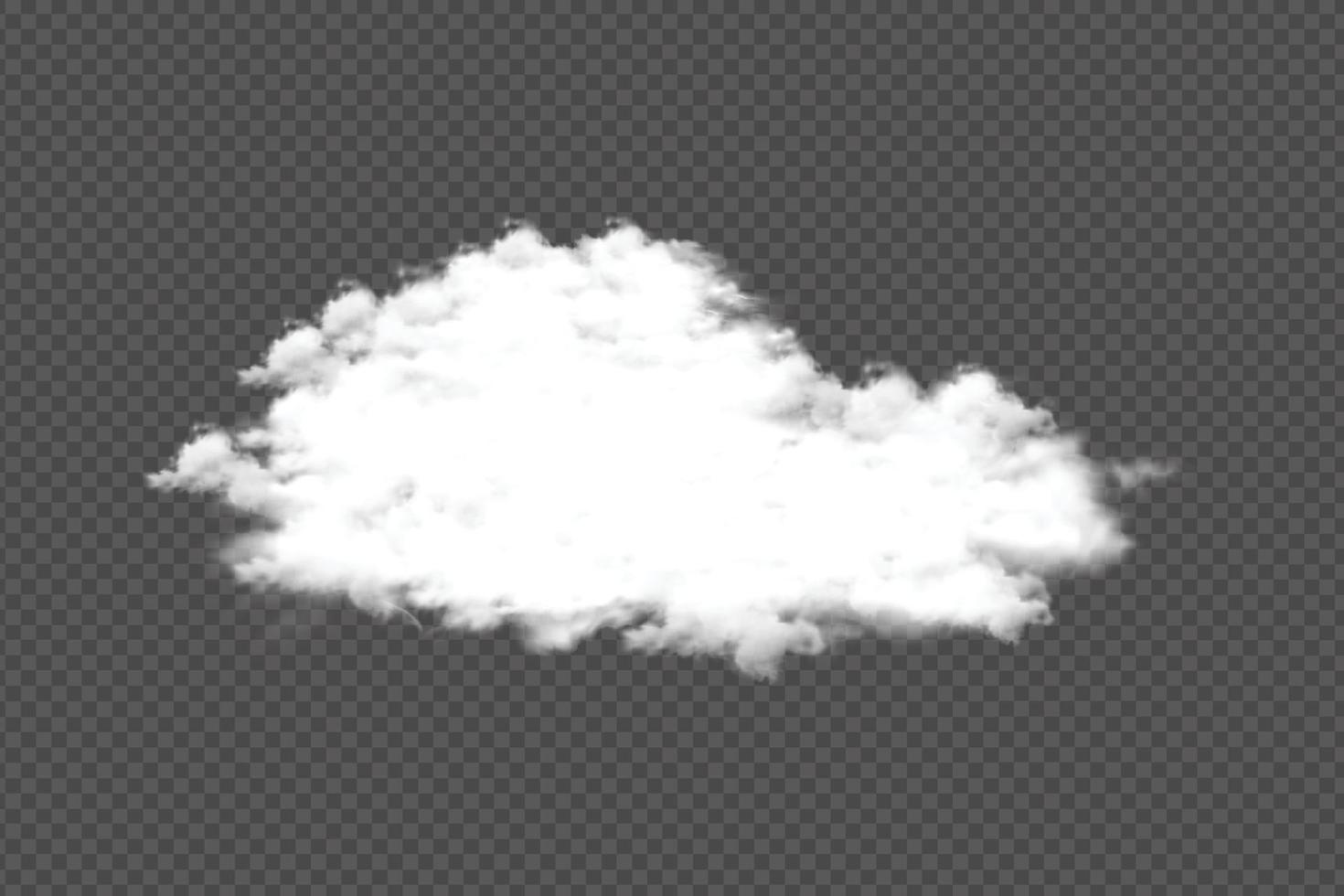 una nube realista flotando sobre un fondo transparente. vector de nube blanca sobre fondo oscuro para la plantilla u otra manipulación. concepto de tormenta y cielo con nubes realistas para la decoración de plantillas