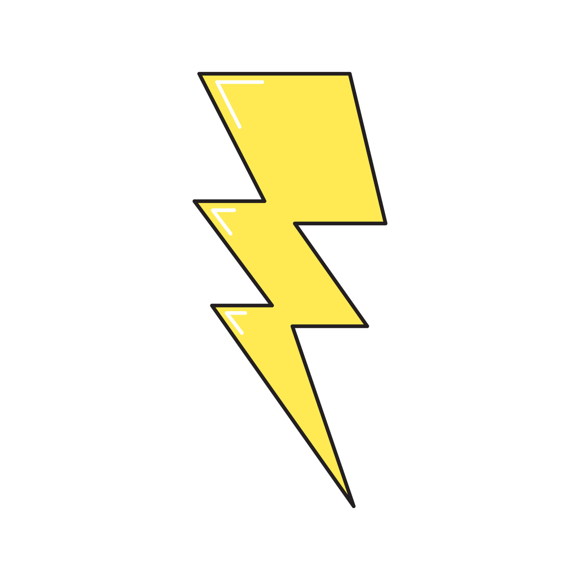 Lightning retro 90s style. Colorful vector sticker isolated on white