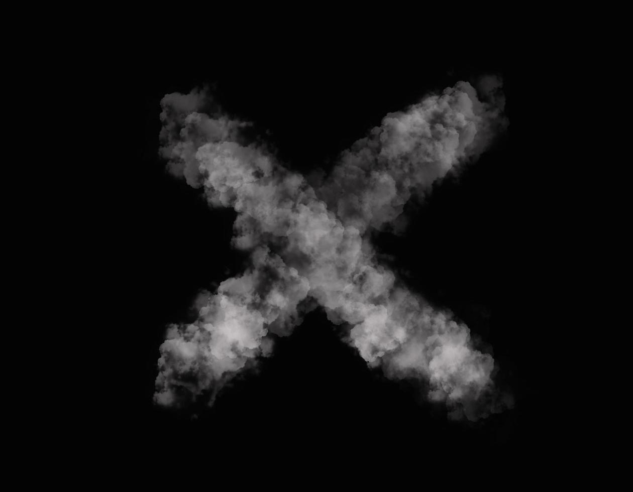 realistic smoke X alphabet spreading on dark background photo