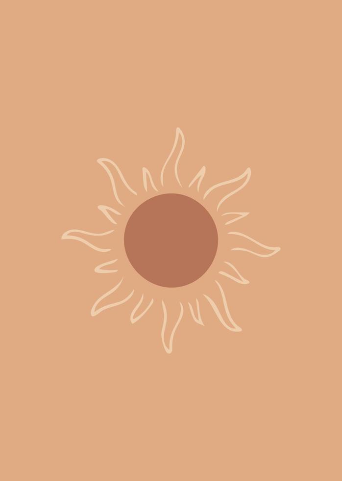 Minimalism in pastel colors. Abstract background in soft brown tones. Retro modern geometric shapes graphic background phases of the sun. fashion and trend. vector