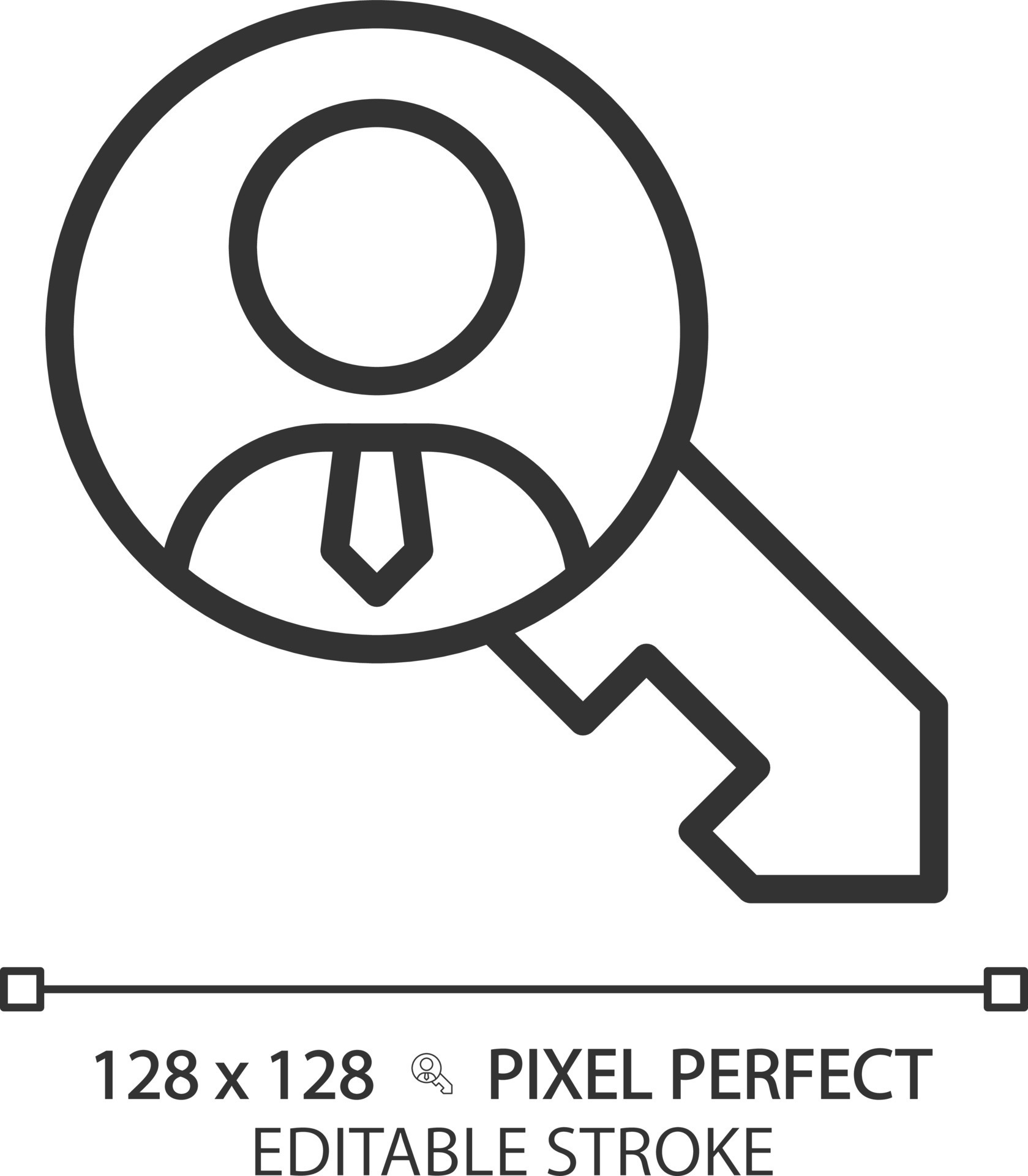 Key person pixel perfect linear icon. Important qualified employee