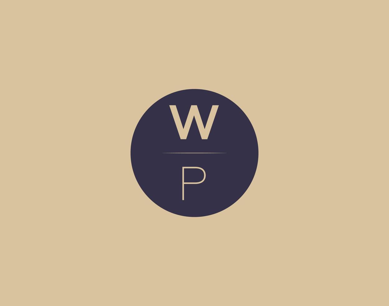 Imágenes de vector de diseño de logotipo elegante moderno de letra wp