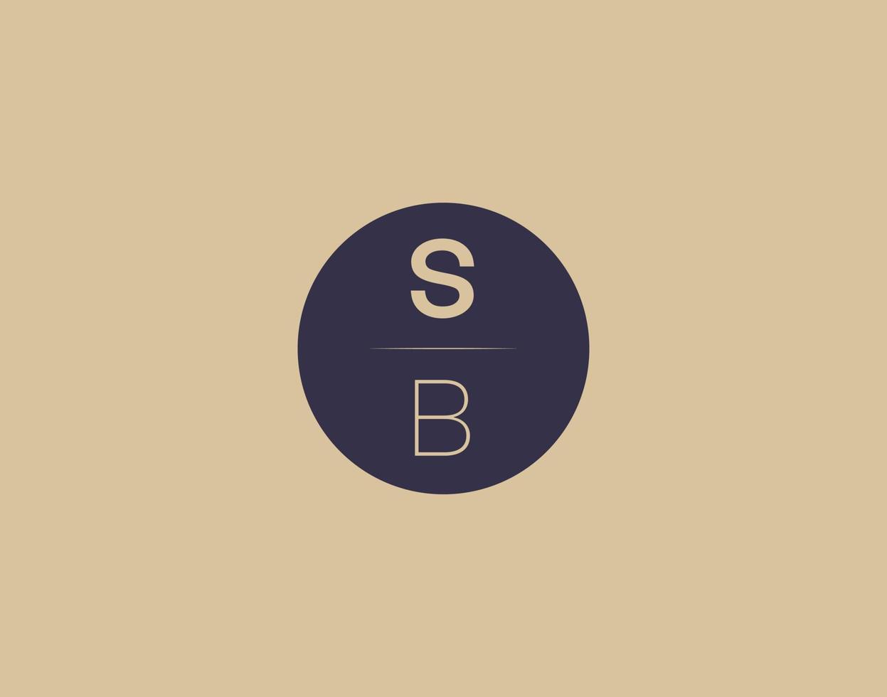 Imágenes de vector de diseño de logotipo elegante moderno de letra sb