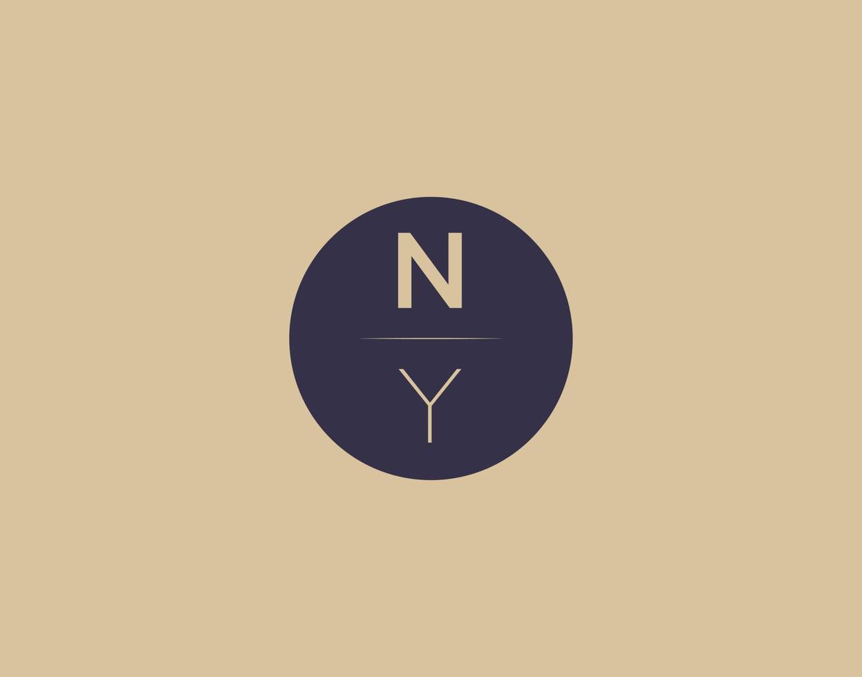 Imágenes de vector de diseño de logotipo elegante moderno de letra ny