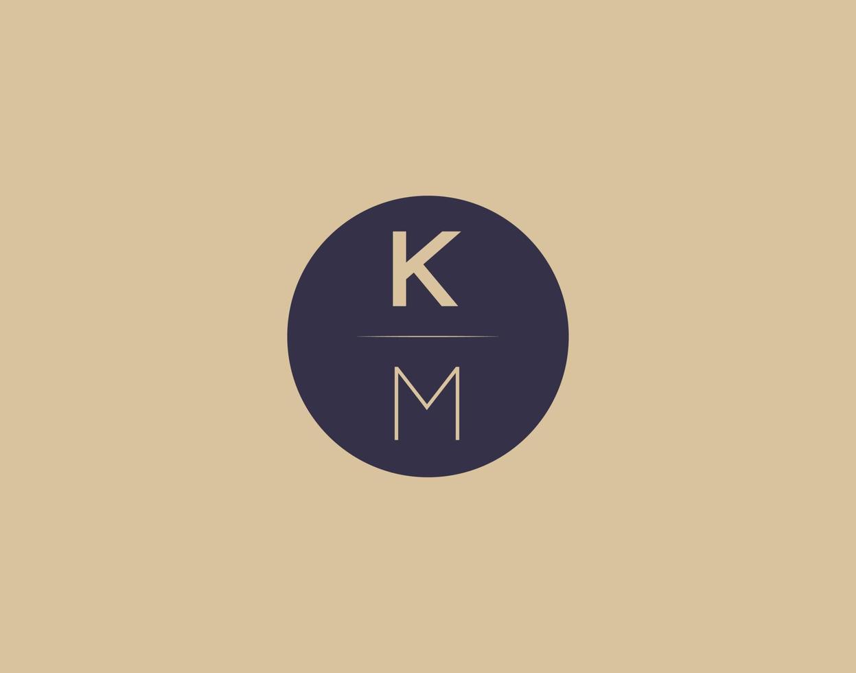 KM letter modern elegant logo design vector images