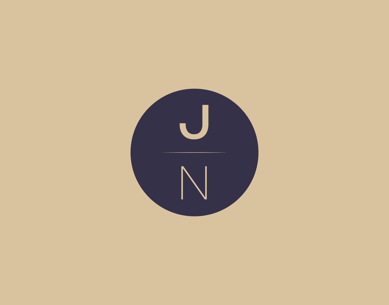 Imágenes de vector de diseño de logotipo elegante moderno de letra jn