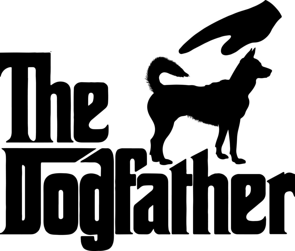 The Dogfather text with a dog silhouette. vector