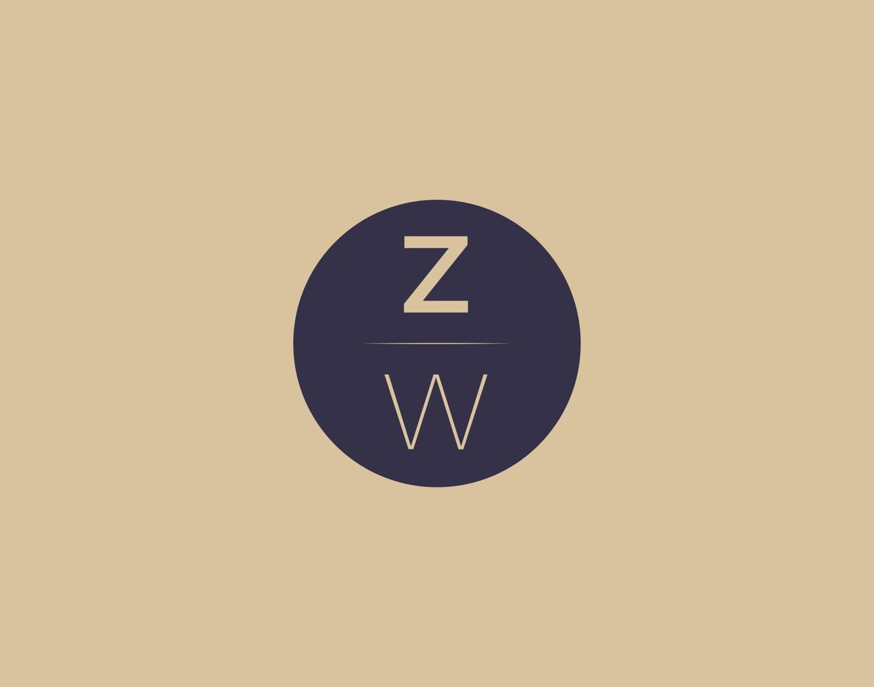 Imágenes de vector de diseño de logotipo elegante moderno de letra zw