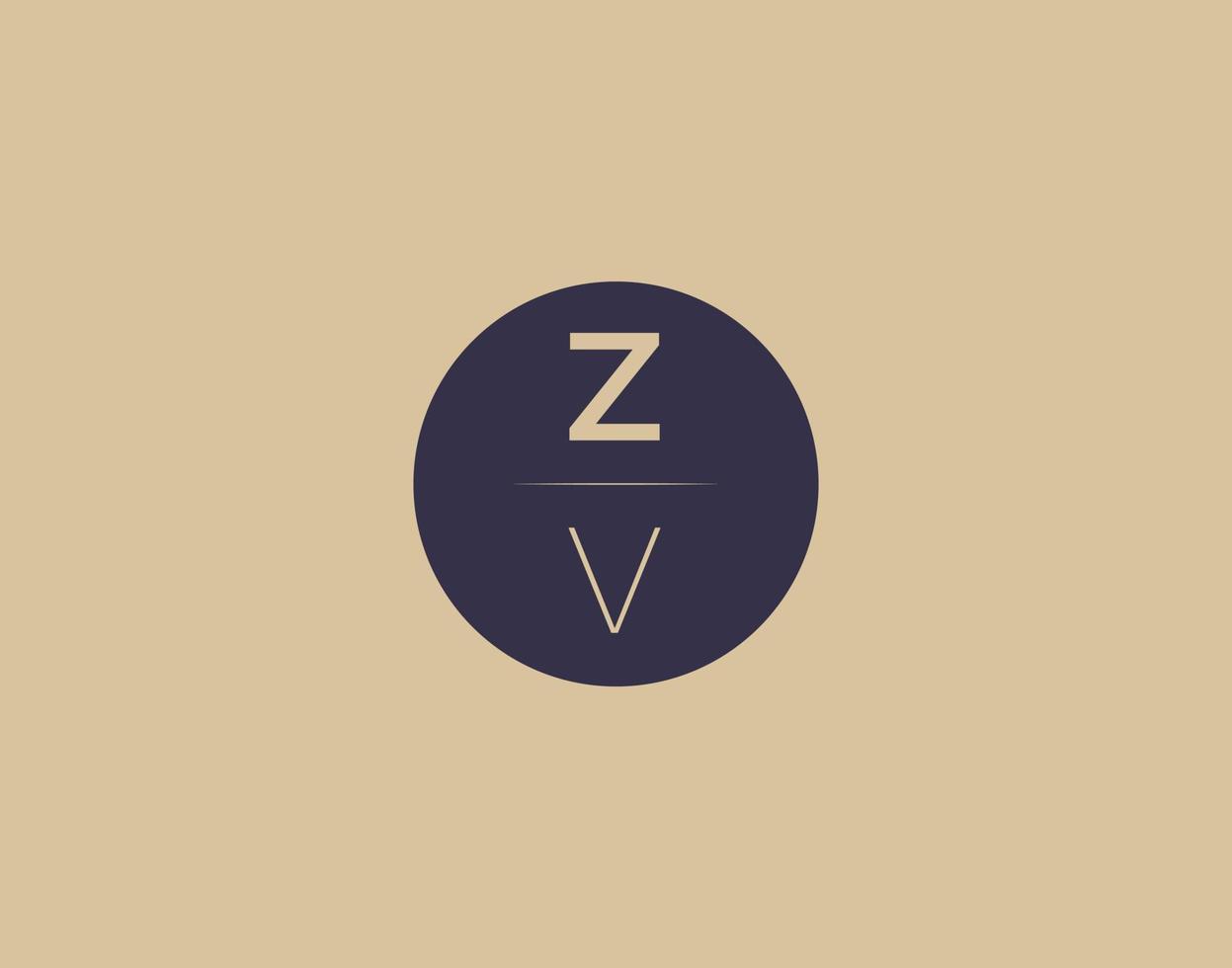 Imágenes de vector de diseño de logotipo elegante moderno de letra zv