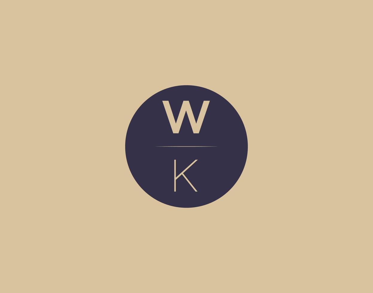 WK letter modern elegant logo design vector images