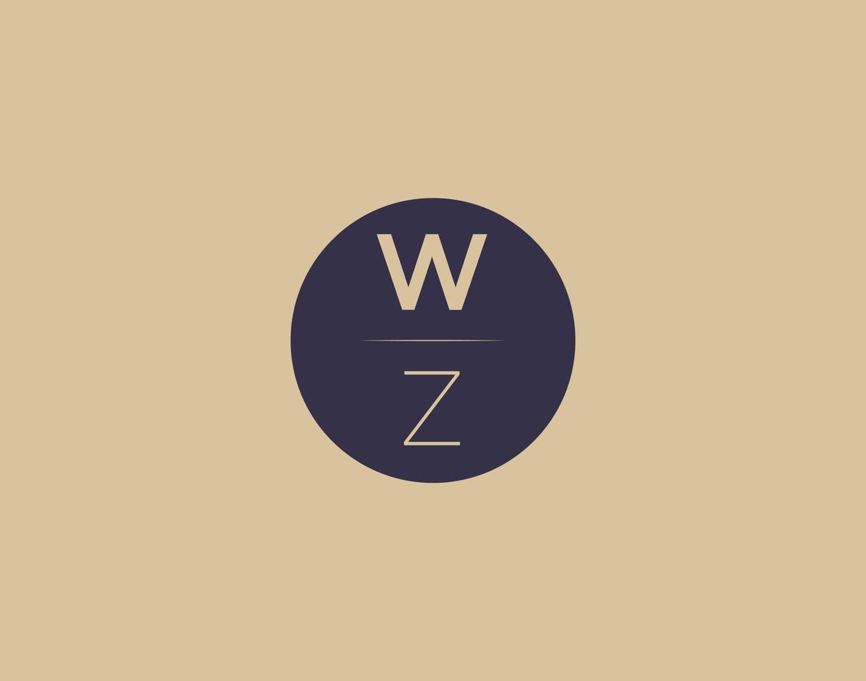 Imágenes de vector de diseño de logotipo elegante moderno de letra wz