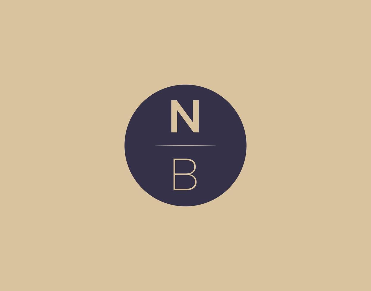 Imágenes de vector de diseño de logotipo elegante moderno de letra nb