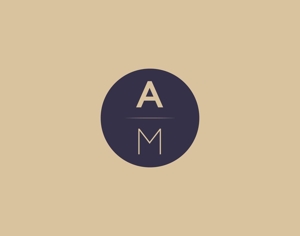 AM letter modern elegant logo design vector images