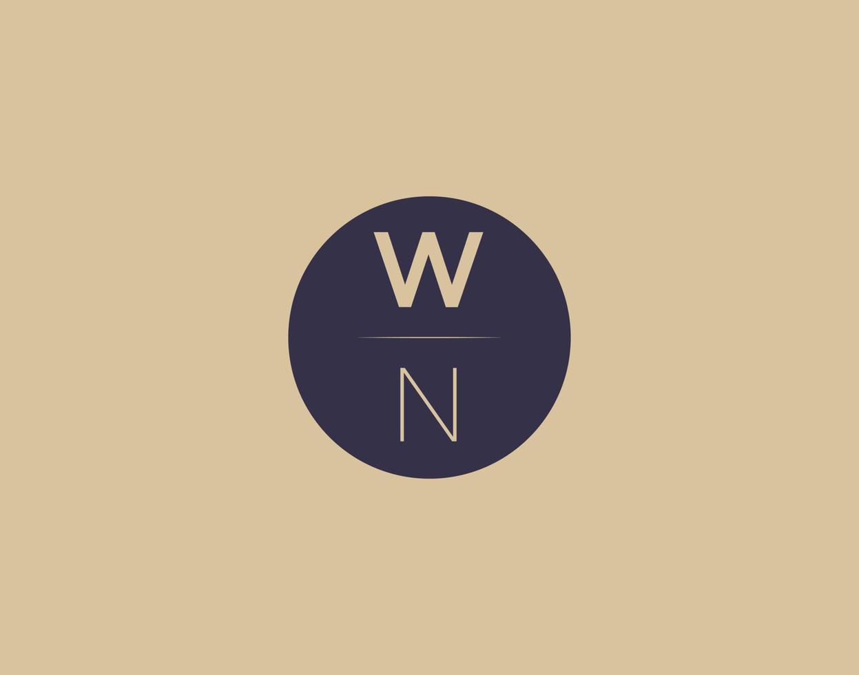 Imágenes de vector de diseño de logotipo elegante moderno de letra wn