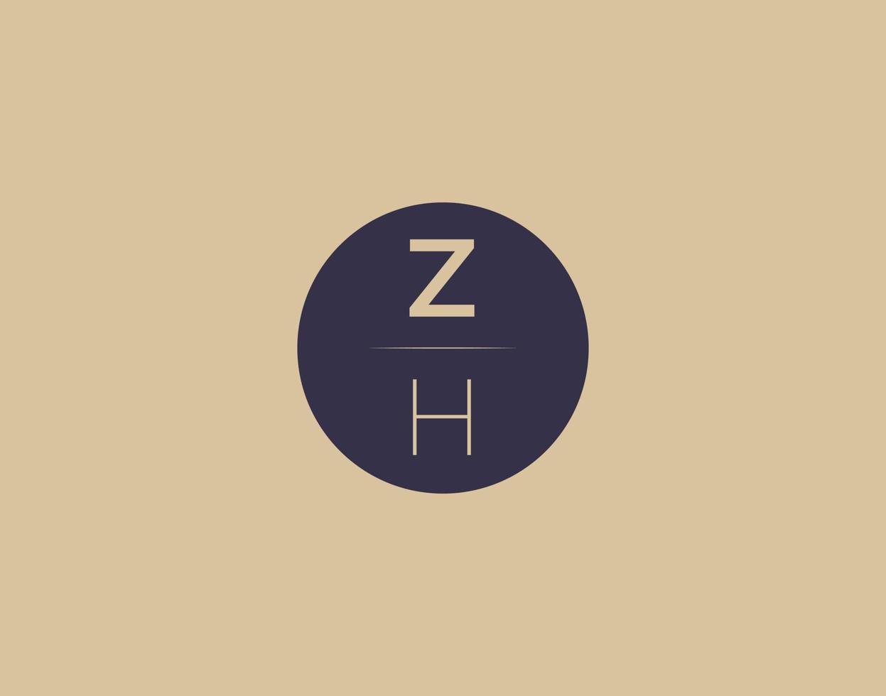 Imágenes de vector de diseño de logotipo elegante moderno de letra zh