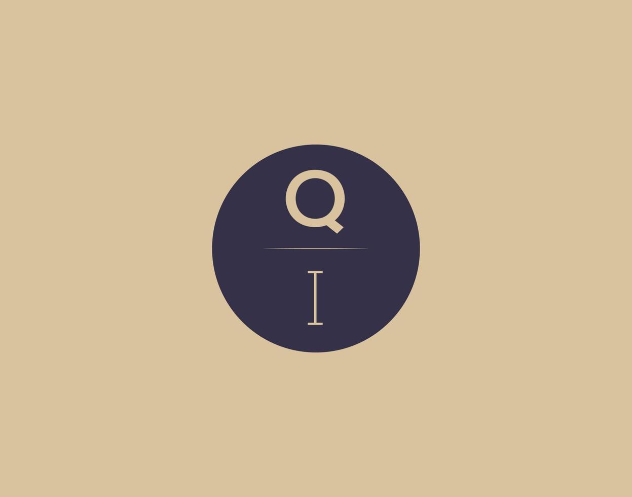 Imágenes de vector de diseño de logotipo elegante moderno de letra qi