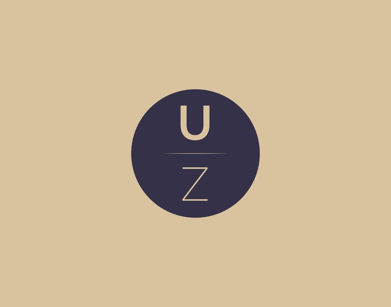 Imágenes de vector de diseño de logotipo elegante moderno de letra uz