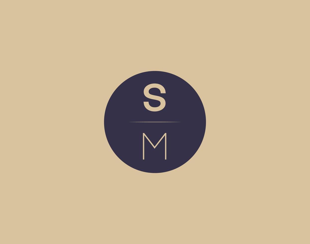Imágenes de vector de diseño de logotipo elegante moderno de letra sm