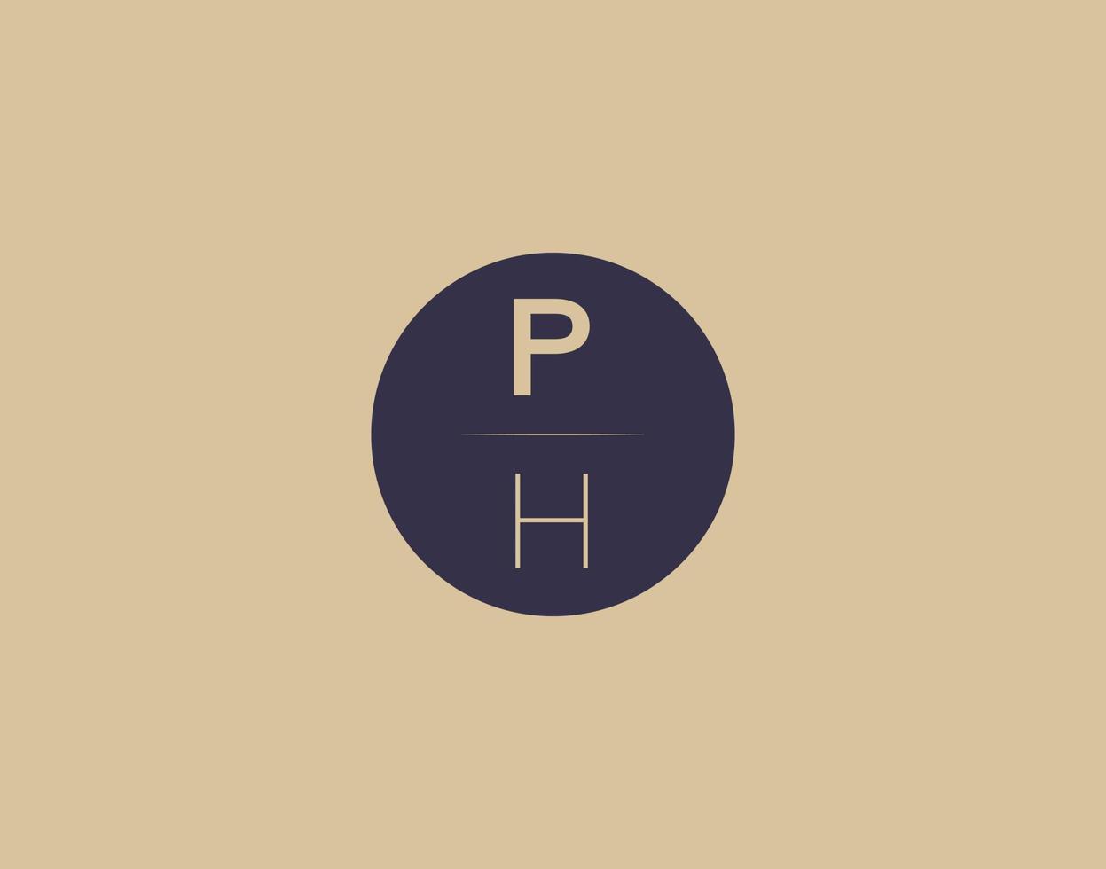 Imágenes de vector de diseño de logotipo elegante moderno de letra ph