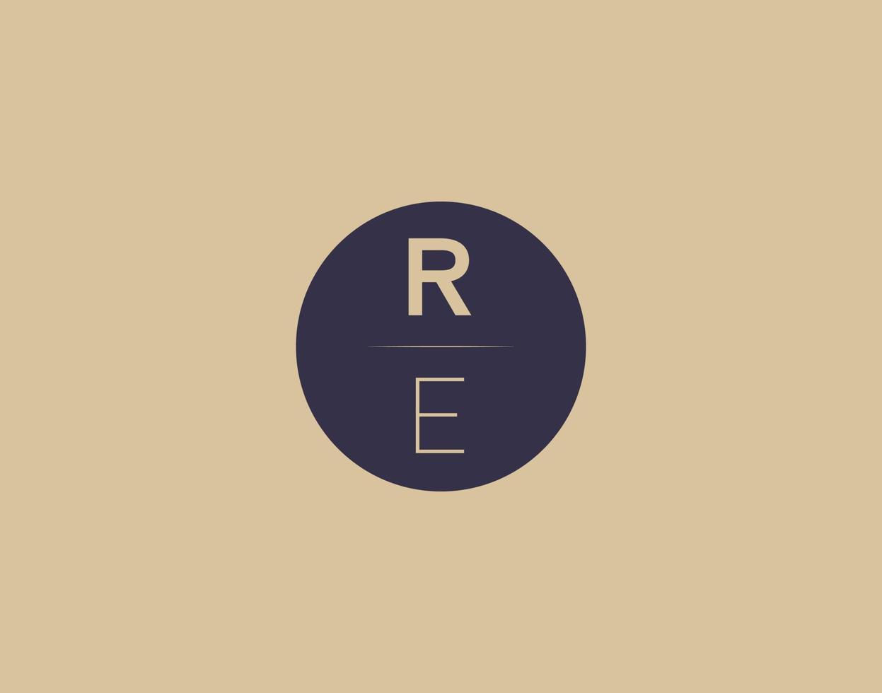 RE letter modern elegant logo design vector images