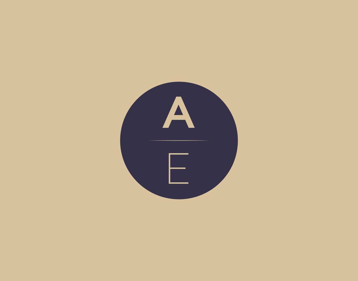 Imágenes de vector de diseño de logotipo elegante moderno de letra ae