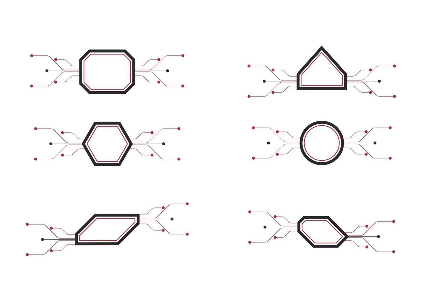 set geometric technology elements. technology abstract digital element, line future, callouts titles and frame in hi tech style, vector. tech for user interface, UI, icon, web banner, background. vector