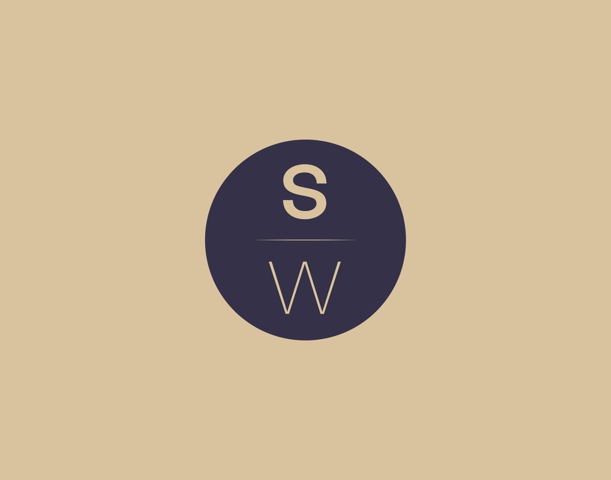 Imágenes de vector de diseño de logotipo elegante moderno de letra sw