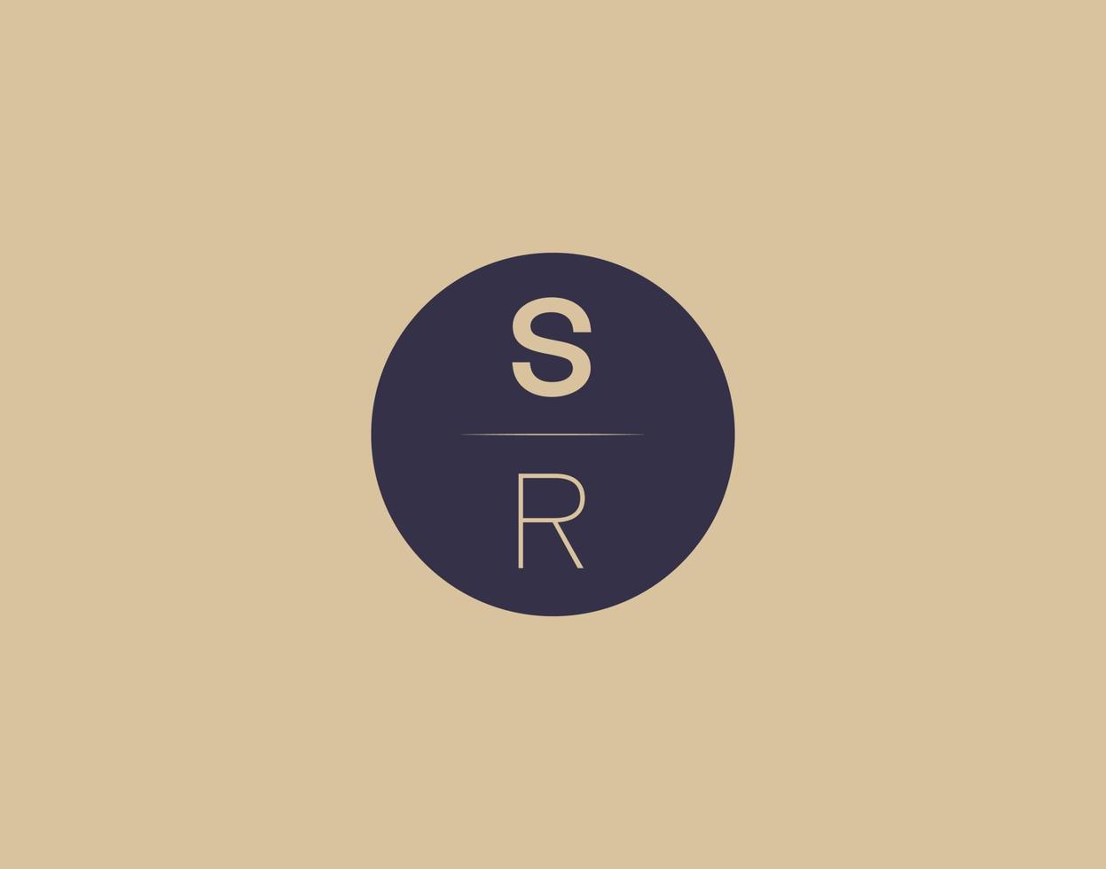 SR letter modern elegant logo design vector images
