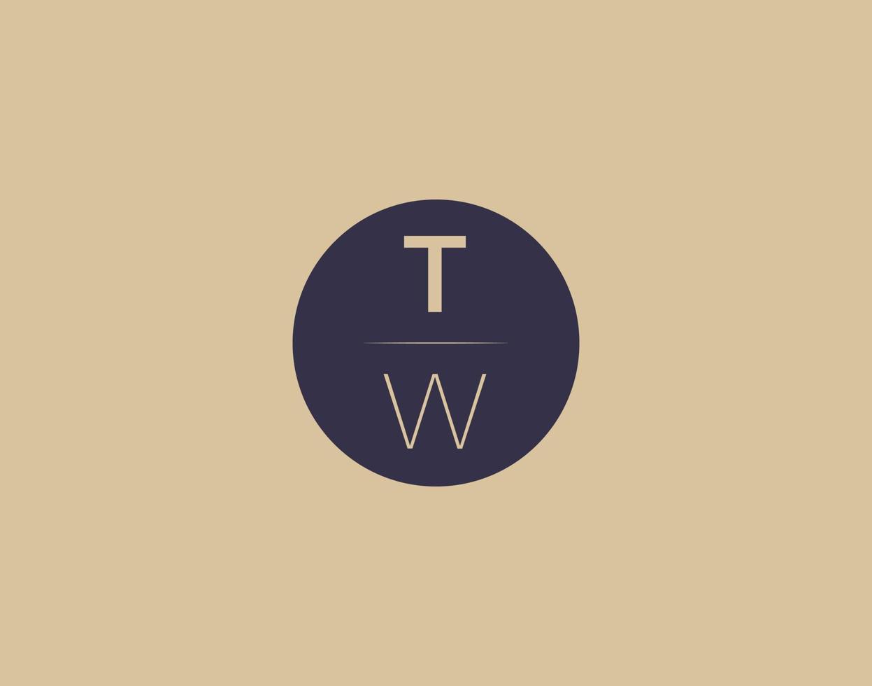 TW letter modern elegant logo design vector images