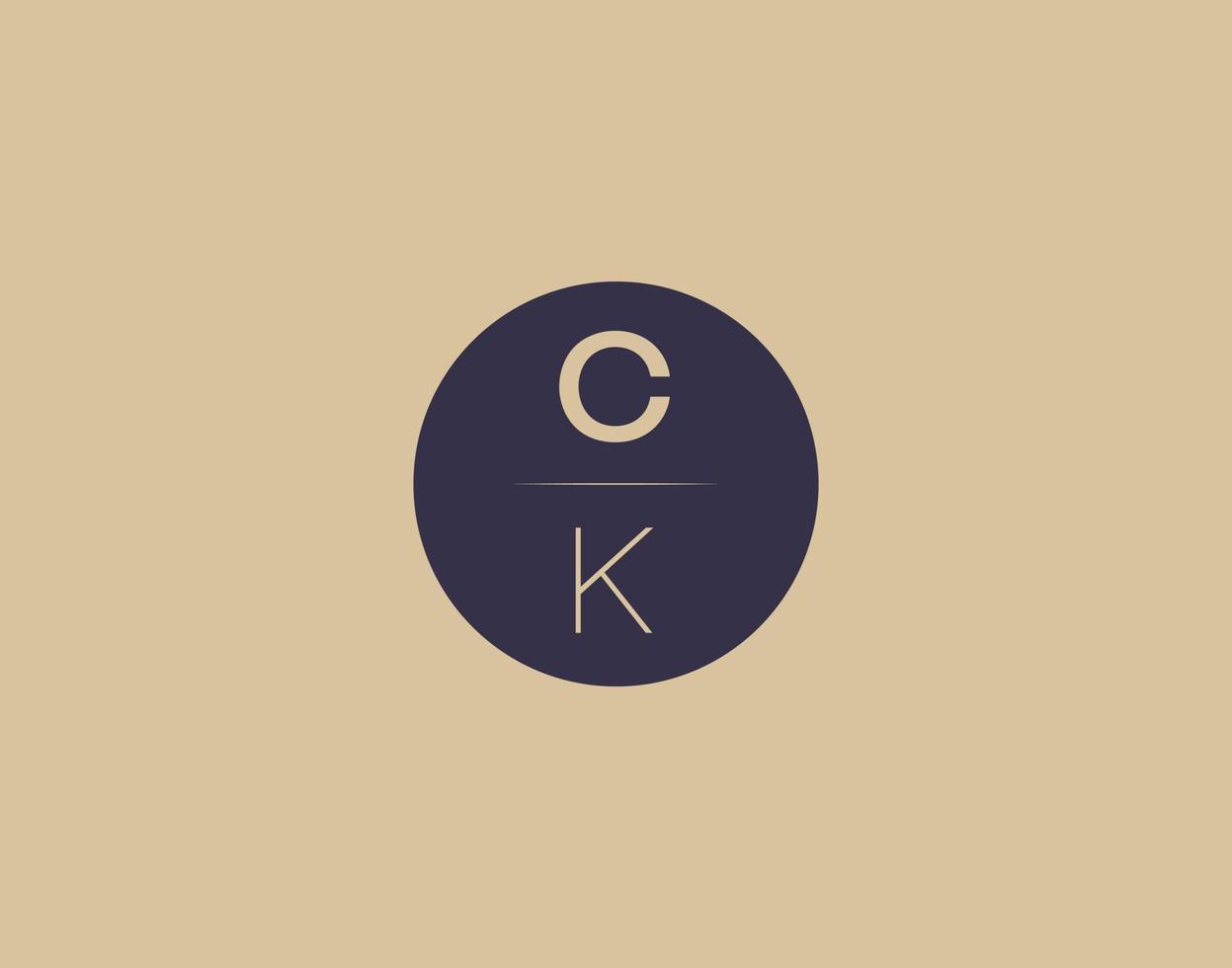 Imágenes de vector de diseño de logotipo elegante moderno de letra ck