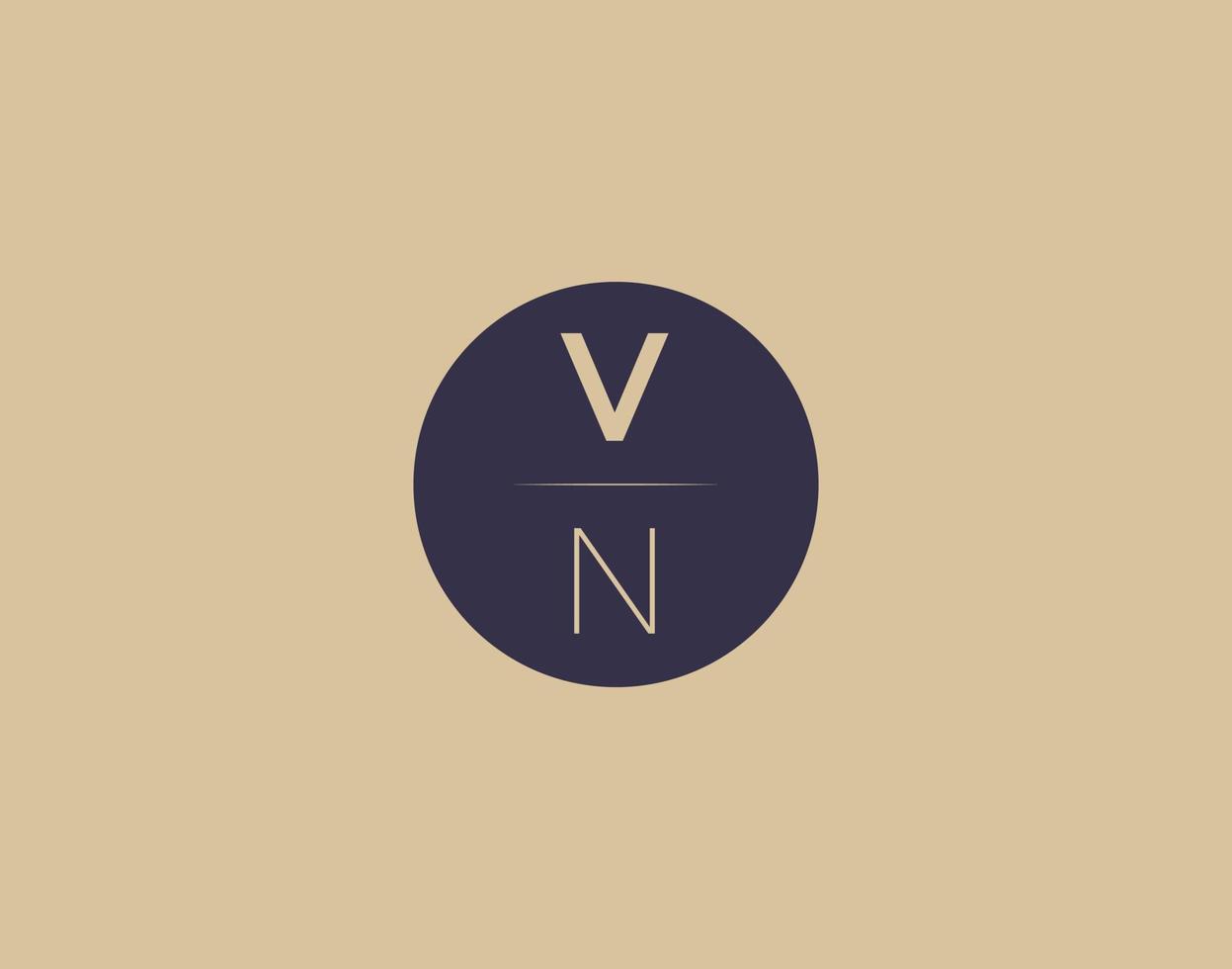 Imágenes de vector de diseño de logotipo elegante moderno de letra vn