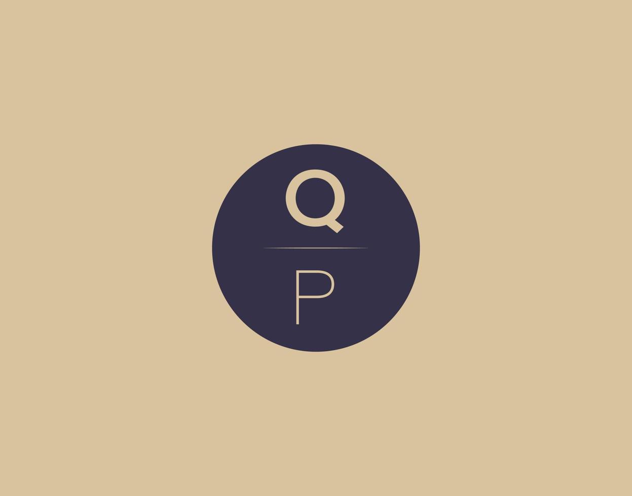 Imágenes de vector de diseño de logotipo elegante moderno de letra qp